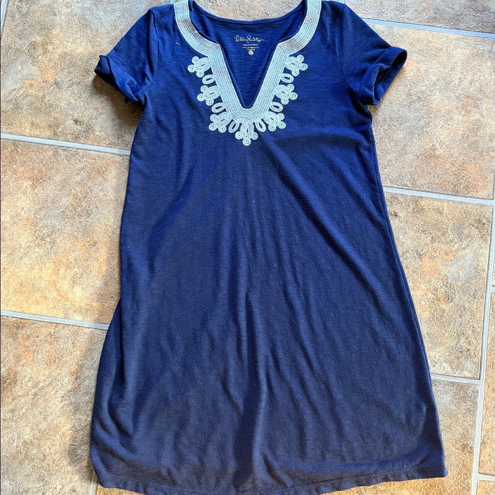 Lilly Pulitzer XS navy dress with white trim